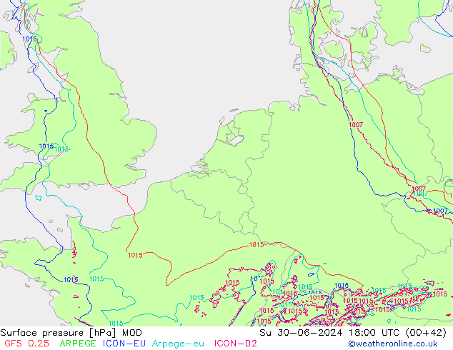 Luchtdruk (Grond) MOD zo 30.06.2024 18 UTC