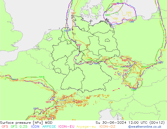 地面气压 MOD 星期日 30.06.2024 12 UTC