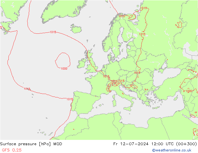 地面气压 MOD 星期五 12.07.2024 12 UTC