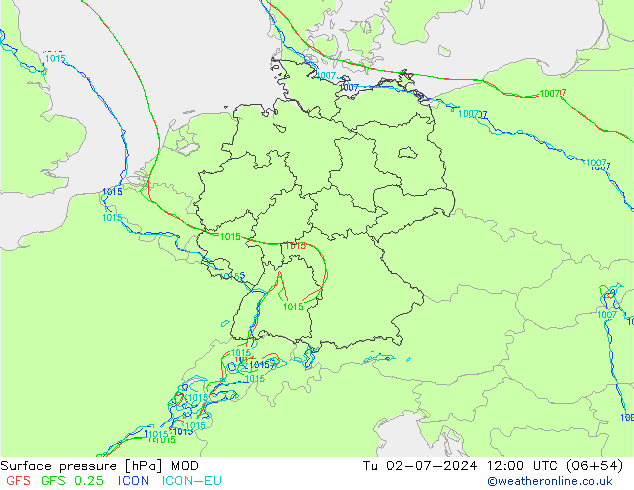 Luchtdruk (Grond) MOD di 02.07.2024 12 UTC