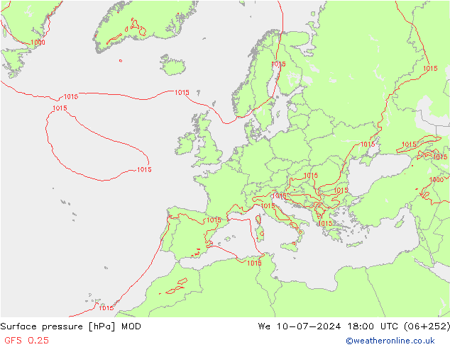 地面气压 MOD 星期三 10.07.2024 18 UTC