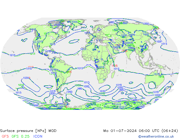 地面气压 MOD 星期一 01.07.2024 06 UTC