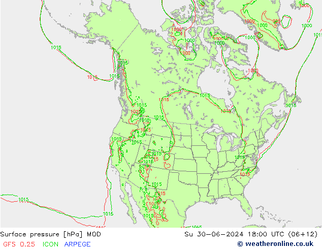 地面气压 MOD 星期日 30.06.2024 18 UTC