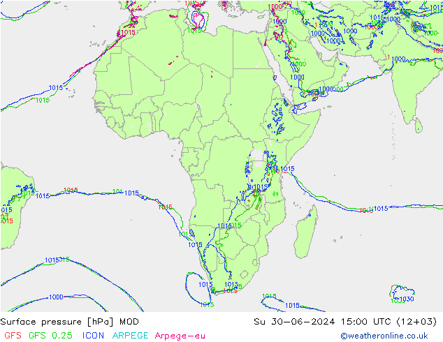 Luchtdruk (Grond) MOD zo 30.06.2024 15 UTC