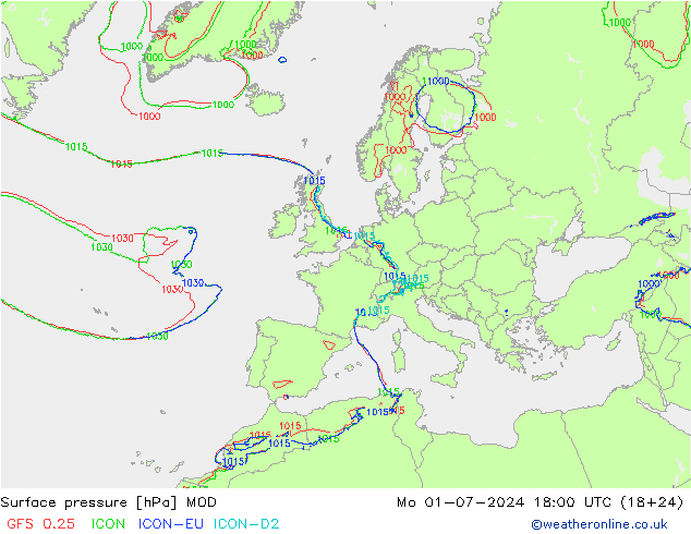 地面气压 MOD 星期一 01.07.2024 18 UTC