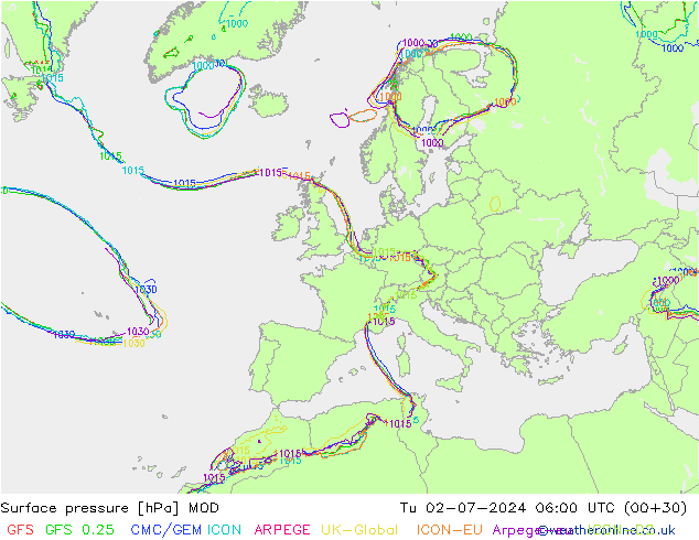 Luchtdruk (Grond) MOD di 02.07.2024 06 UTC