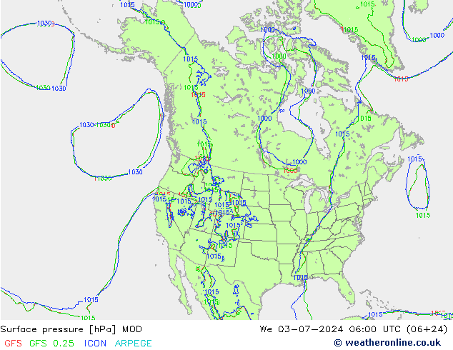 地面气压 MOD 星期三 03.07.2024 06 UTC