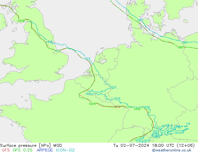 Luchtdruk (Grond) MOD di 02.07.2024 18 UTC