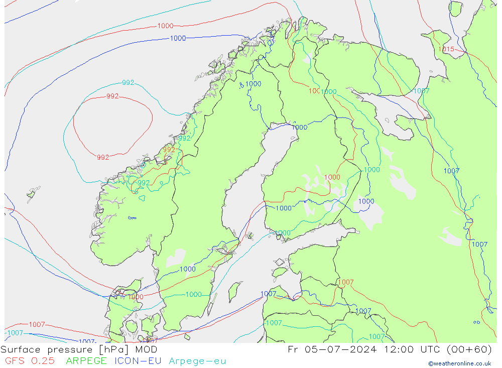 地面气压 MOD 星期五 05.07.2024 12 UTC