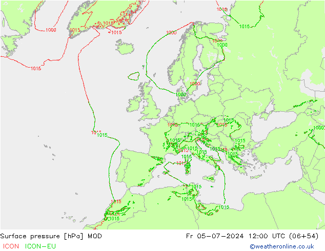 地面气压 MOD 星期五 05.07.2024 12 UTC