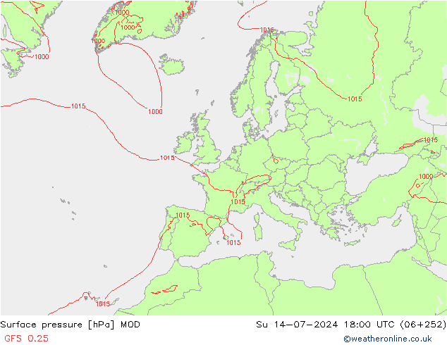 Luchtdruk (Grond) MOD zo 14.07.2024 18 UTC