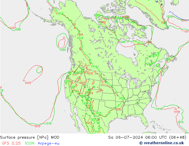地面气压 MOD 星期六 06.07.2024 06 UTC