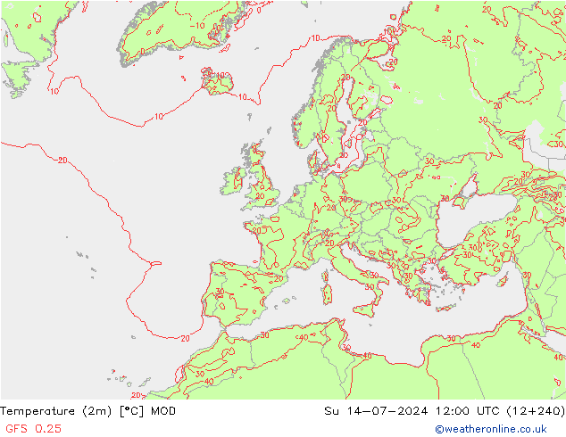 温度图 MOD 星期日 14.07.2024 12 UTC