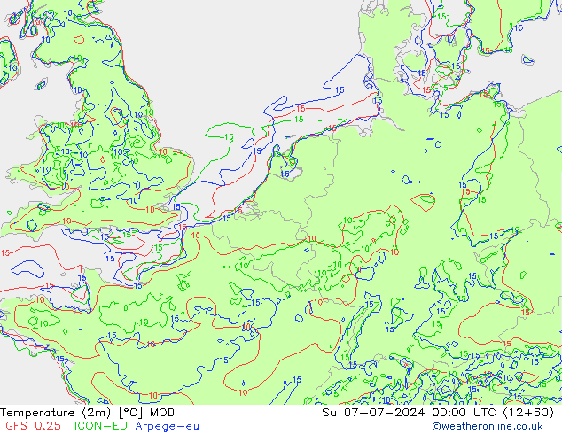温度图 MOD 星期日 07.07.2024 00 UTC