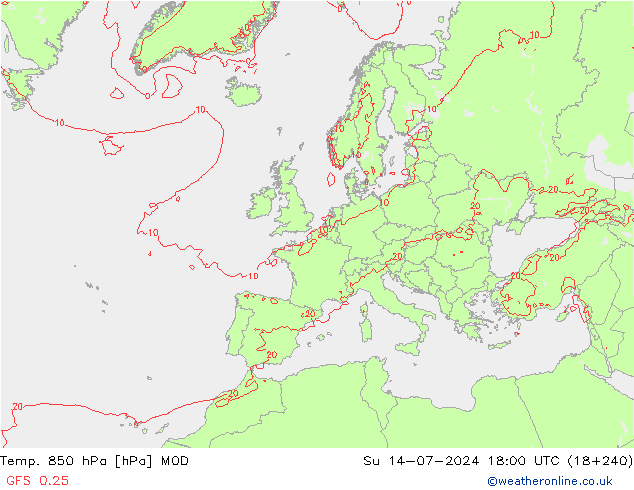 Temp. 850 hPa MOD zo 14.07.2024 18 UTC