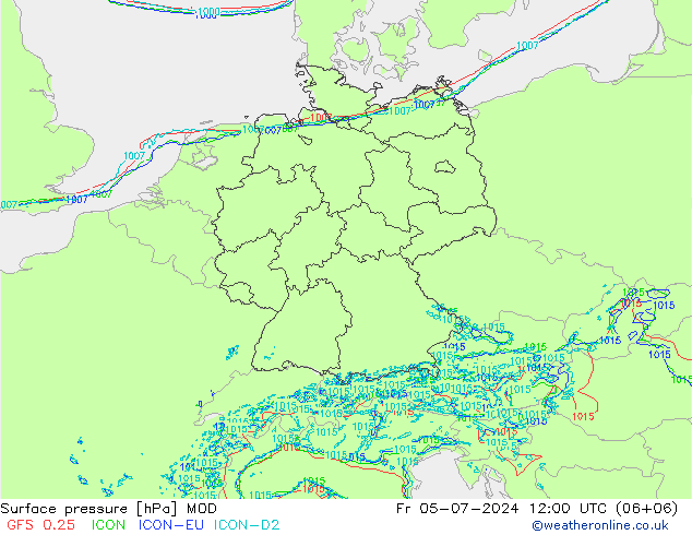 Luchtdruk (Grond) MOD vr 05.07.2024 12 UTC