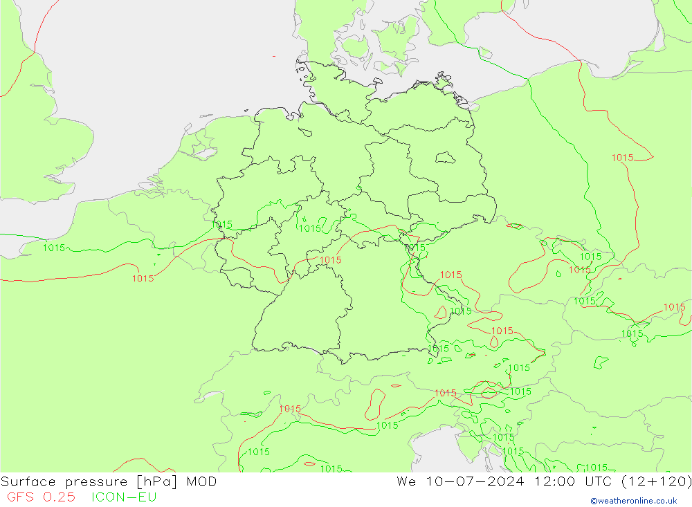 Luchtdruk (Grond) MOD wo 10.07.2024 12 UTC