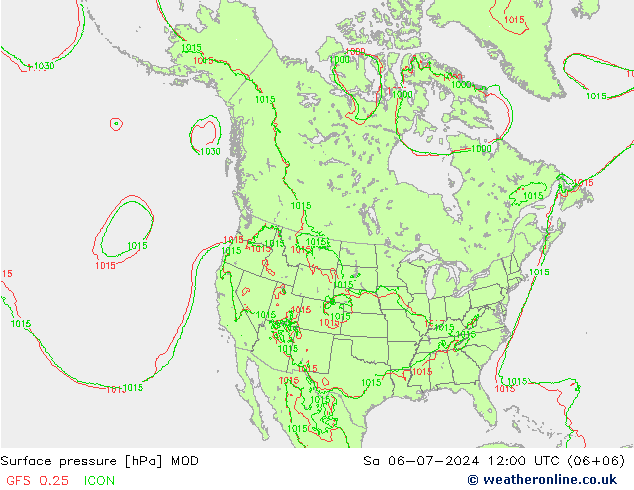 地面气压 MOD 星期六 06.07.2024 12 UTC