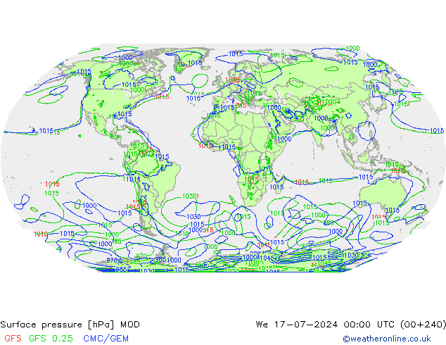 Luchtdruk (Grond) MOD wo 17.07.2024 00 UTC