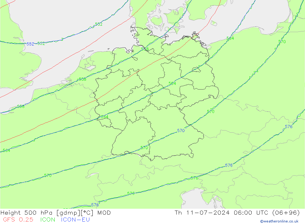 Hoogte 500 hPa MOD do 11.07.2024 06 UTC