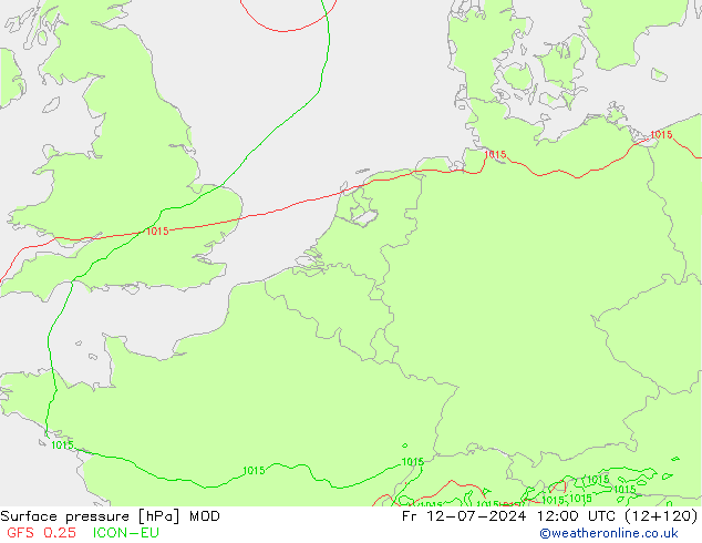 地面气压 MOD 星期五 12.07.2024 12 UTC