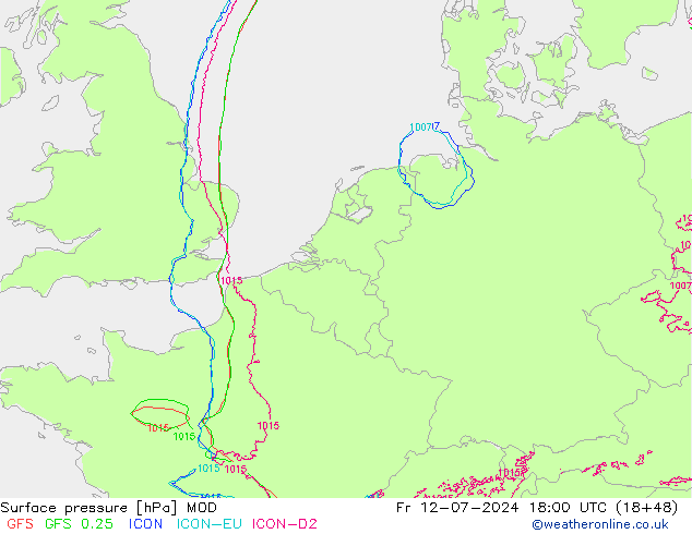 Luchtdruk (Grond) MOD vr 12.07.2024 18 UTC