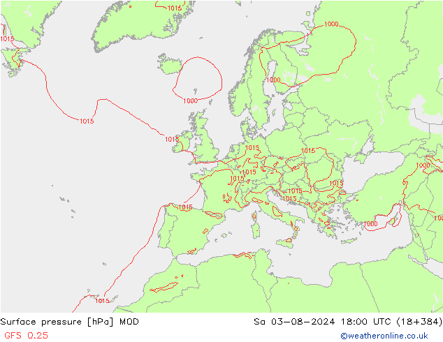 地面气压 MOD 星期六 03.08.2024 18 UTC