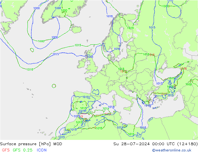 Luchtdruk (Grond) MOD zo 28.07.2024 00 UTC