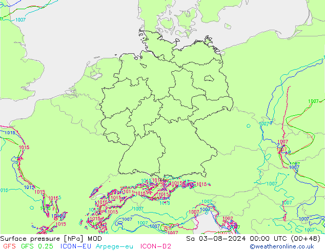Luchtdruk (Grond) MOD za 03.08.2024 00 UTC
