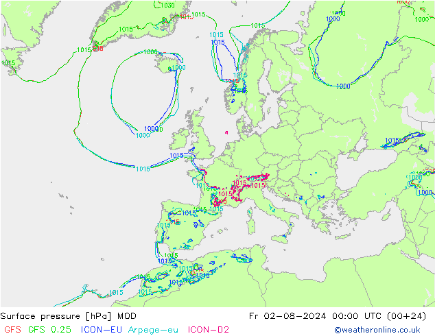 地面气压 MOD 星期五 02.08.2024 00 UTC