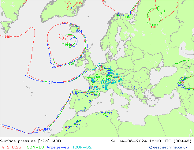地面气压 MOD 星期日 04.08.2024 18 UTC