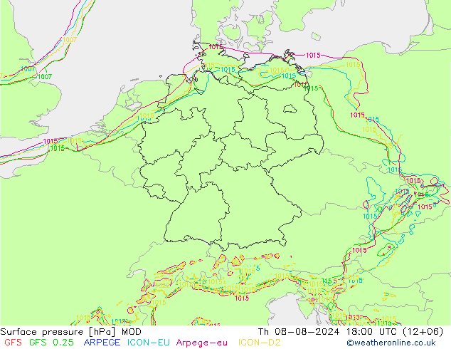 Luchtdruk (Grond) MOD do 08.08.2024 18 UTC