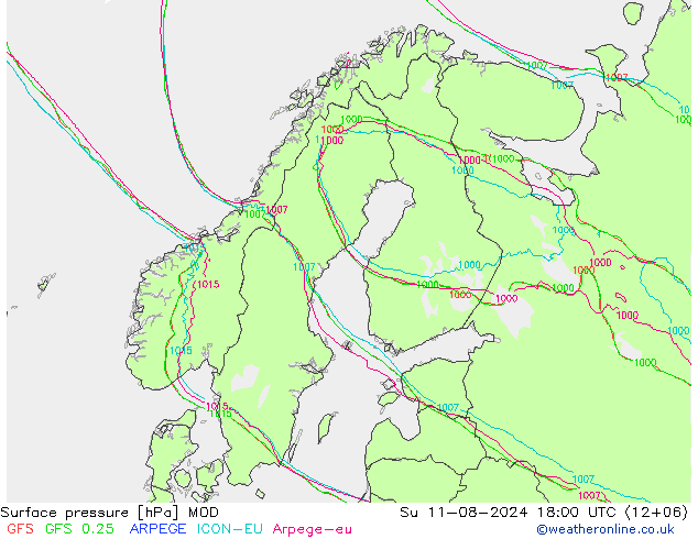 Luchtdruk (Grond) MOD zo 11.08.2024 18 UTC