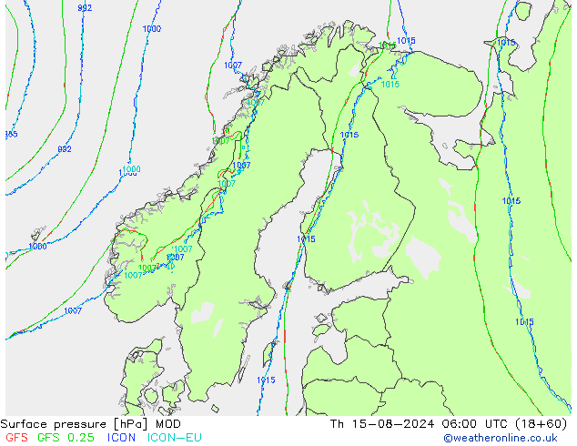 地面气压 MOD 星期四 15.08.2024 06 UTC