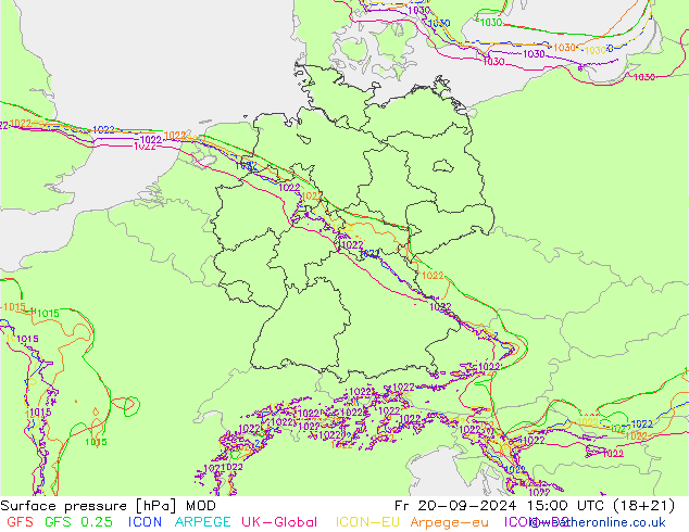 Surface pressure MOD Fr 20.09.2024 15 UTC