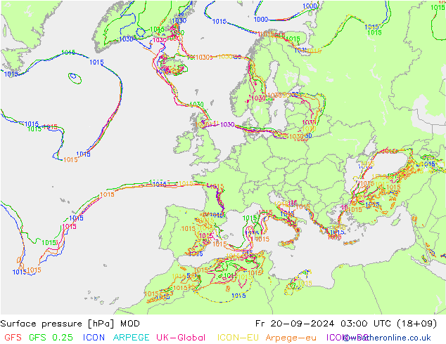 Surface pressure MOD Fr 20.09.2024 03 UTC