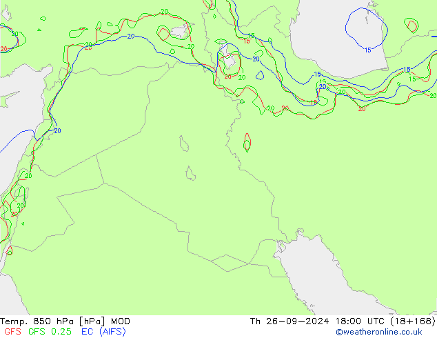 Temp. 850 hPa MOD gio 26.09.2024 18 UTC