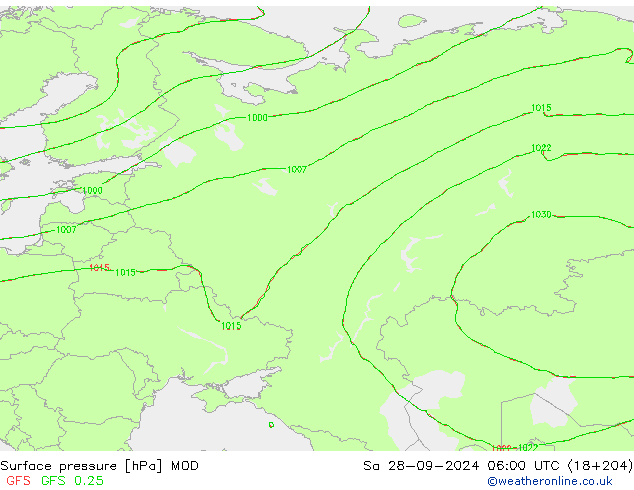 Atmosférický tlak MOD So 28.09.2024 06 UTC