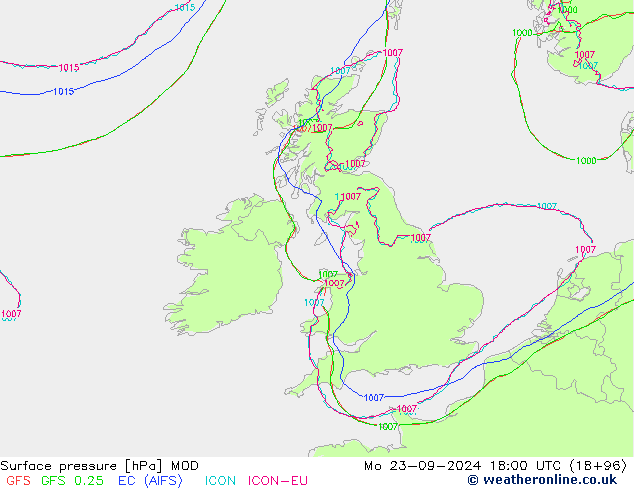 Surface pressure MOD Mo 23.09.2024 18 UTC