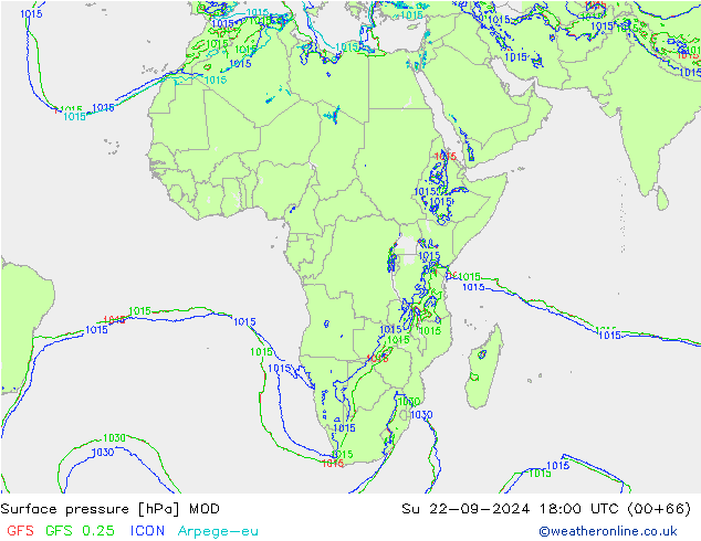 приземное давление MOD Вс 22.09.2024 18 UTC