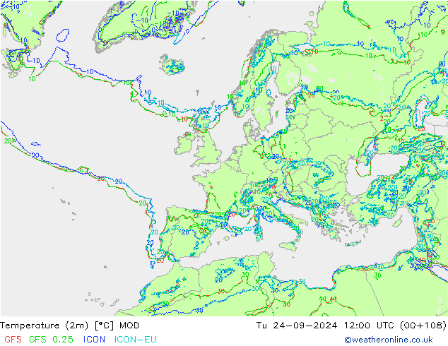 карта температуры MOD вт 24.09.2024 12 UTC