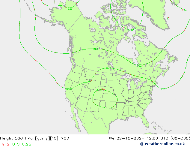 Height 500 hPa MOD Qua 02.10.2024 12 UTC