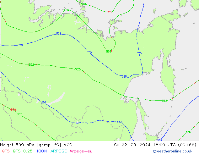 Géop. 500 hPa MOD dim 22.09.2024 18 UTC