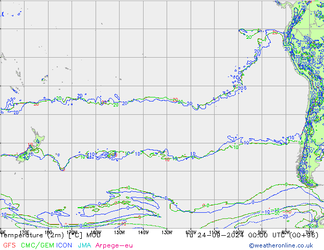 Temperature (2m) MOD Út 24.09.2024 00 UTC