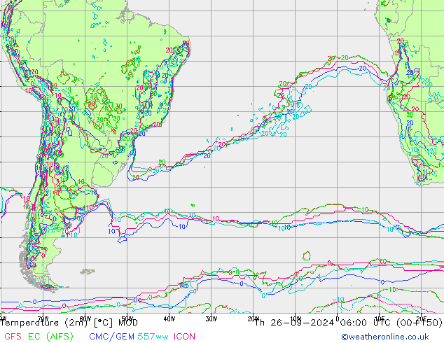 Sıcaklık Haritası (2m) MOD Per 26.09.2024 06 UTC