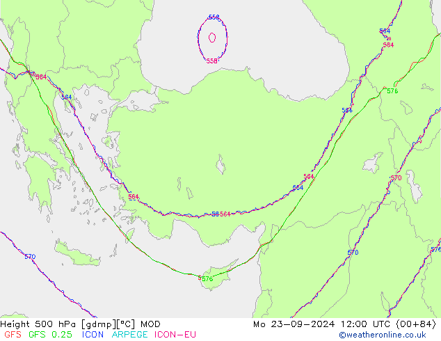 Geop. 500 hPa MOD lun 23.09.2024 12 UTC