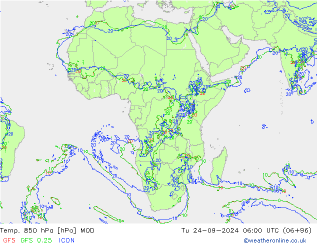 850 hPa Sıc. MOD Sa 24.09.2024 06 UTC