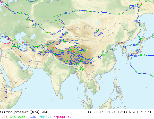 Pressione al suolo MOD ven 20.09.2024 12 UTC