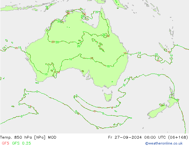 Temp. 850 hPa MOD  27.09.2024 06 UTC