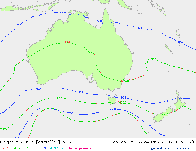 Height 500 hPa MOD Mo 23.09.2024 06 UTC